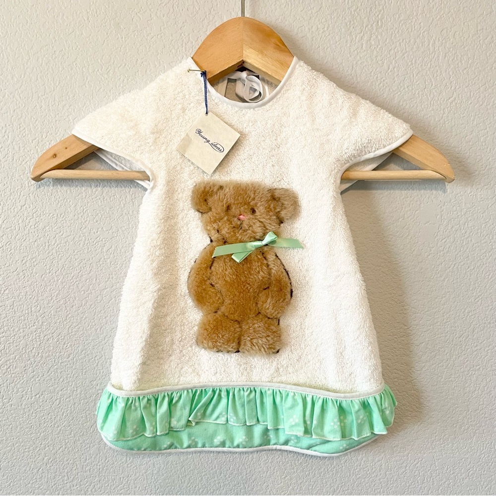 Handmade Baby Bib Apron with Fuzzy Bear